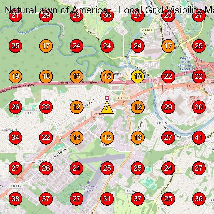 NaturaLawn of America GeoGrid visibility map for Lawn Care Service in Caldwell
